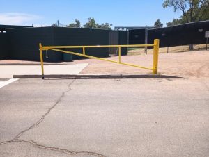 Traffic barrier gates enhance security and vehicle access control.