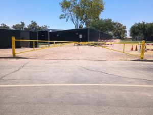 A traffic barrier secures a commercial property in Phoenix.