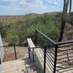 wrought iron railings on patio in desert landscape